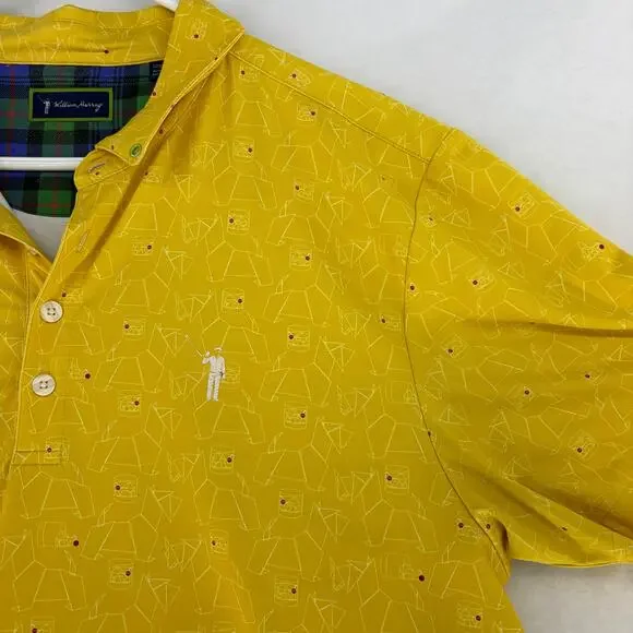 William Murray Men's Yellow Off the Rocks Martini Glass Print Polo Shirt Large - Picture 15 of 16